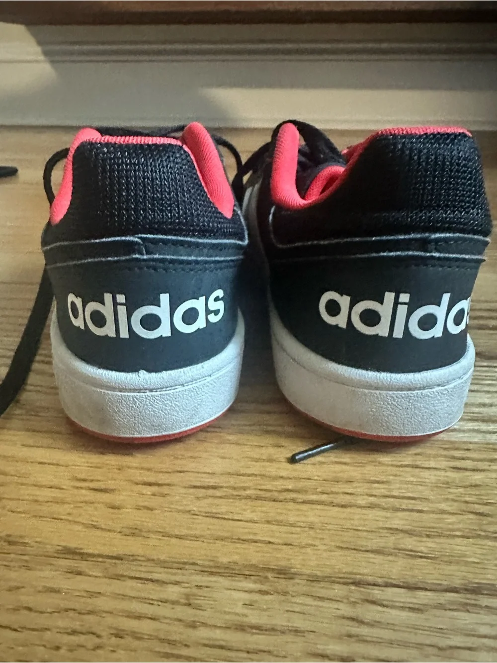 adidas Black Sneakers with Red Lining and White Stripes